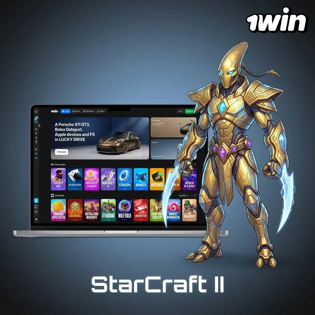 StarCraft II esports betting at 1win showing match winner, map winner, and correct score markets for Canadian bettors