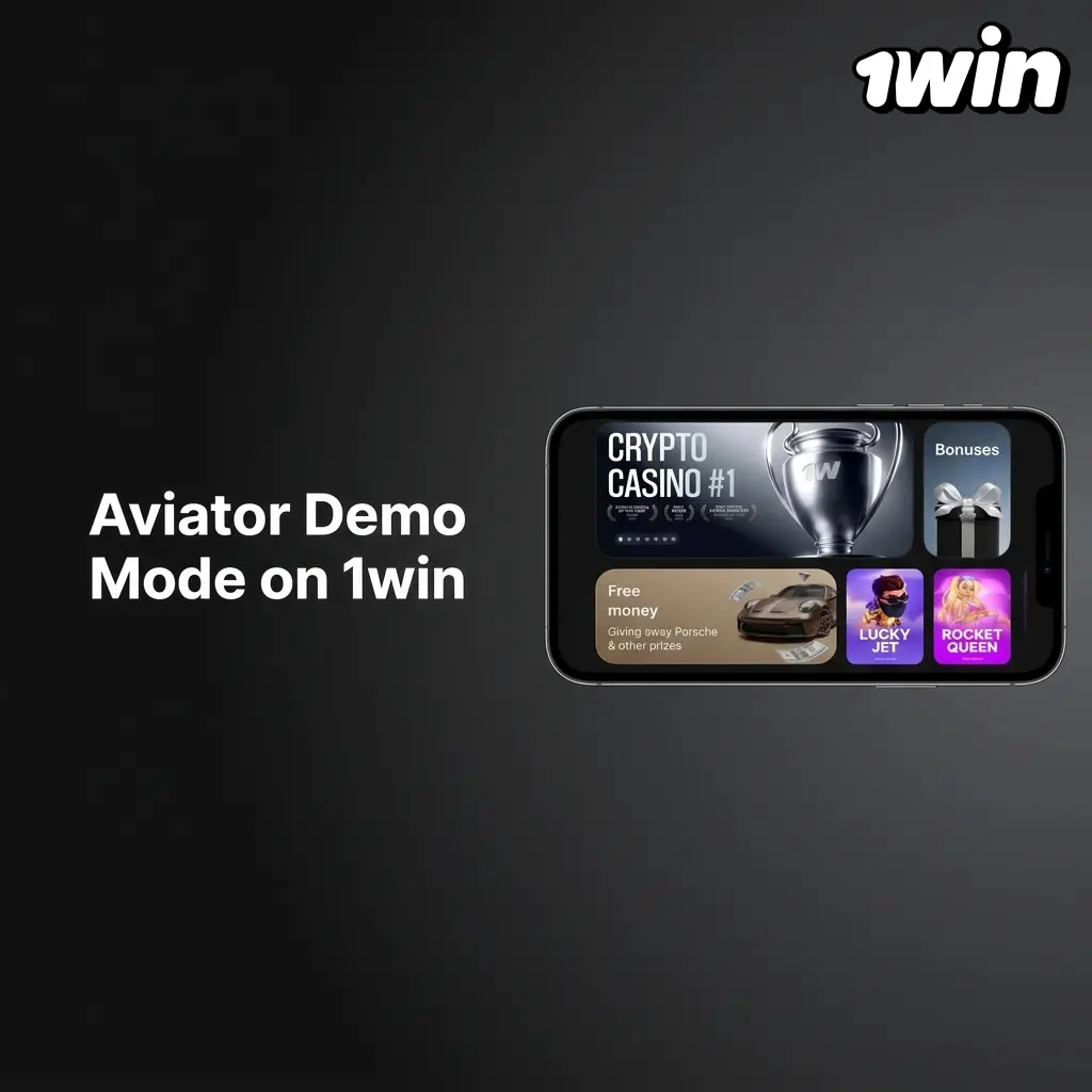 1win Aviator demo mode interface showing crash game with virtual credits, dual-bet panel, and auto-cashout features
