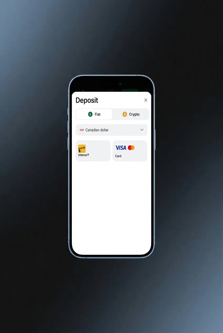 Step-by-step 1win deposit guide for Canadian players showing payment options like Interac, Visa, and crypto