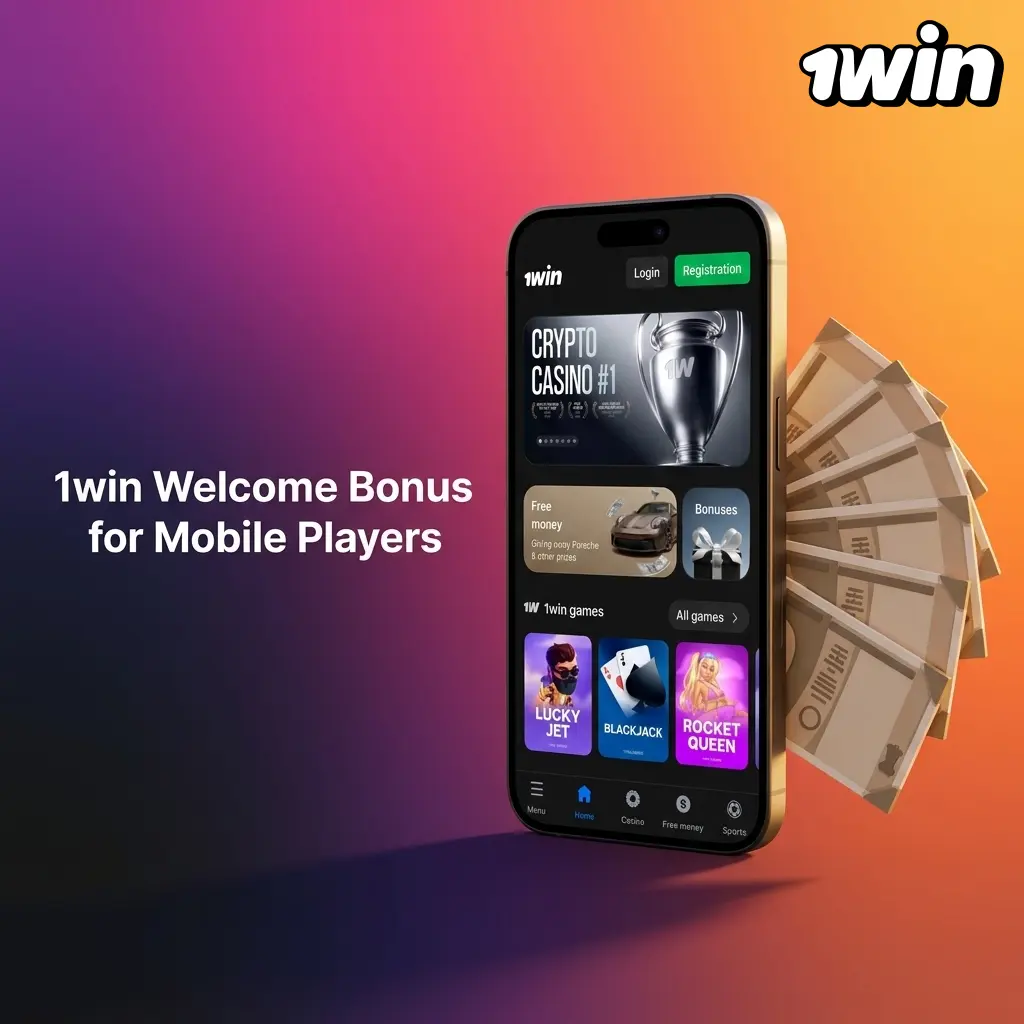 1win mobile app welcome bonus offering 500% on first deposit up to C$750 for Canadian players