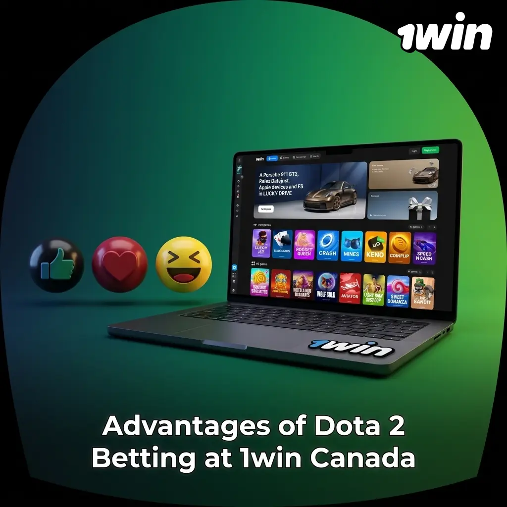 1win Canada Dota 2 betting advantages including welcome bonus, live stats, mobile app, and 24/7 support