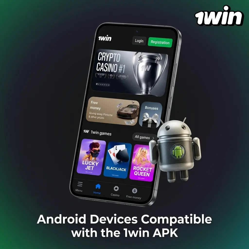 Android devices compatible with 1win APK including Samsung, Google Pixel, Sony, Motorola, and Xiaomi models running Android 5.0+