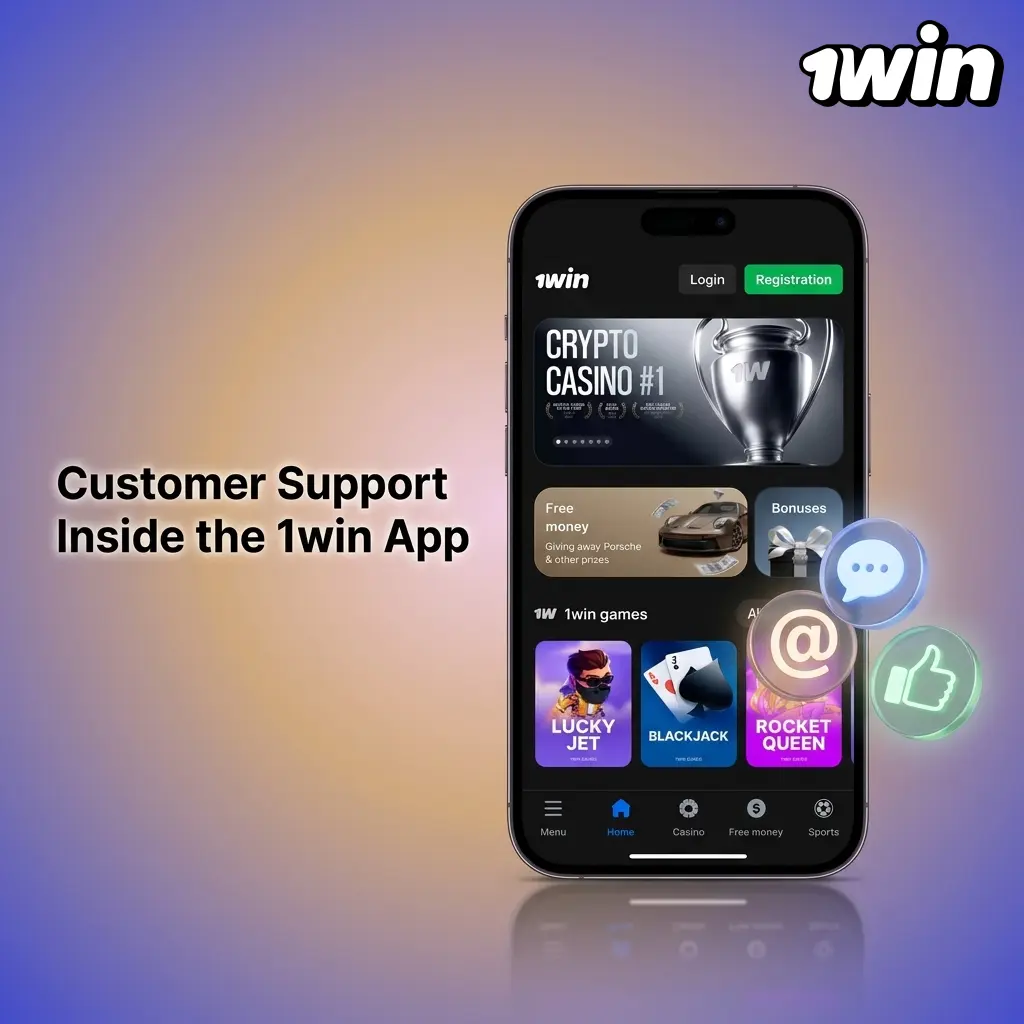 1win app customer support options including live chat, email, phone, and Telegram for Canadian players