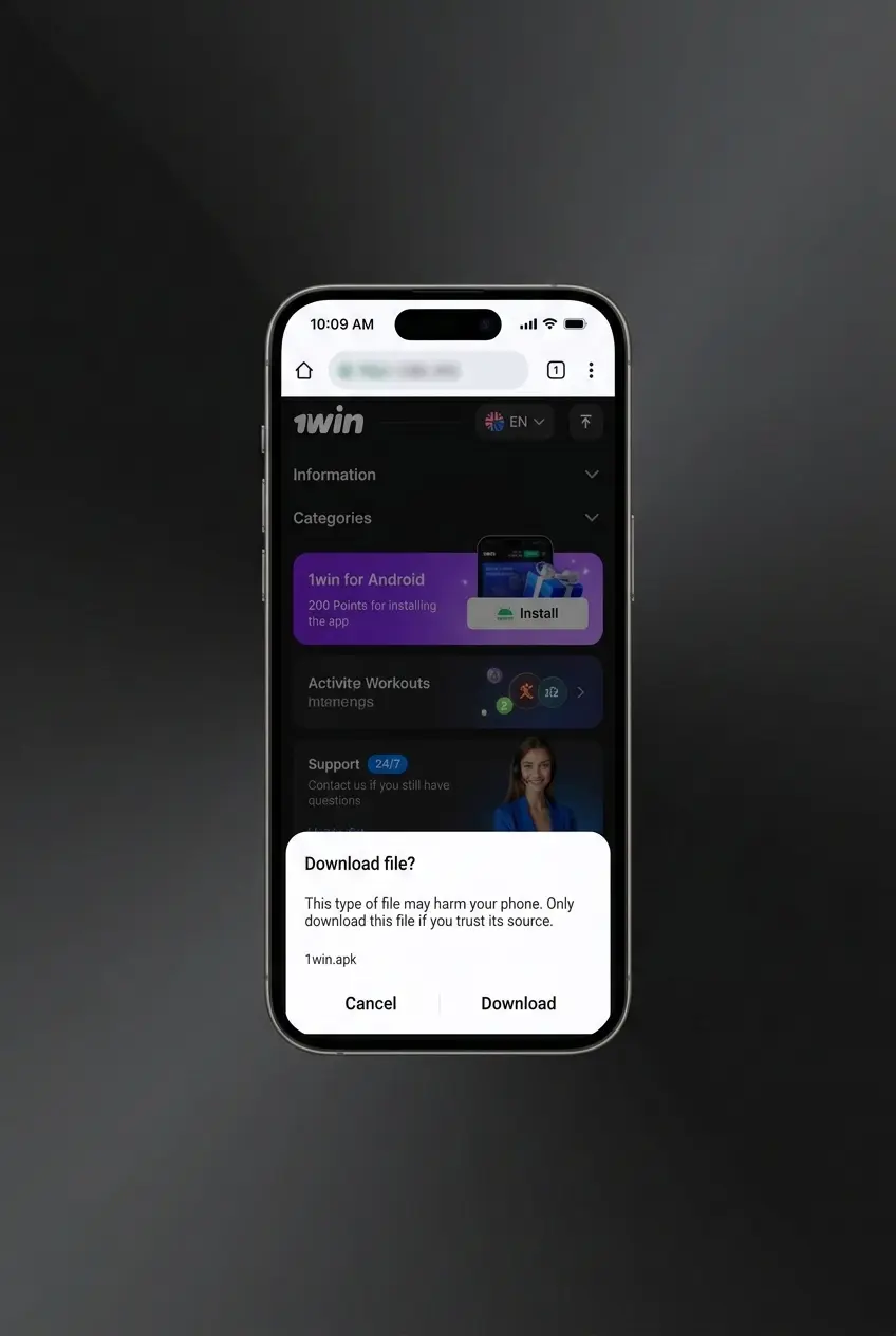 Step-by-step guide to download and install the 1win APK on Android in Canada, showing setup instructions and requirements