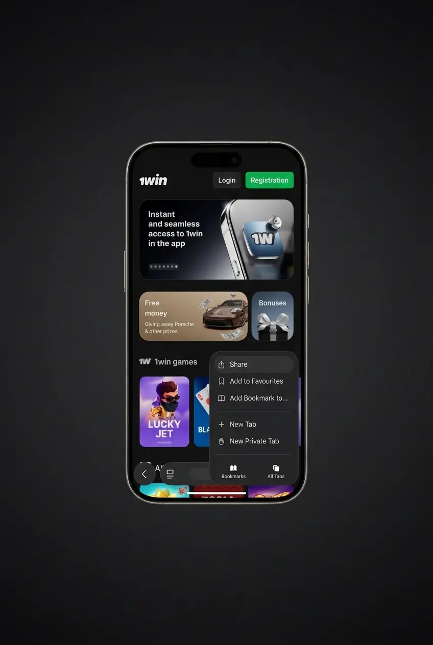 Step-by-step guide to download the 1win app on iOS showing installation instructions for iPhone and iPad