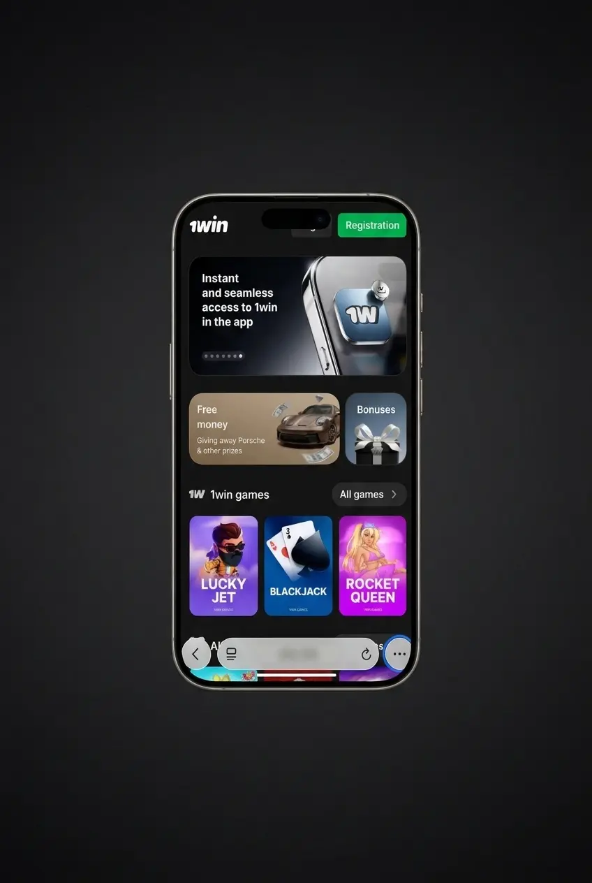 Step-by-step guide to download the 1win app on iOS iPhone showing installation instructions and device requirements