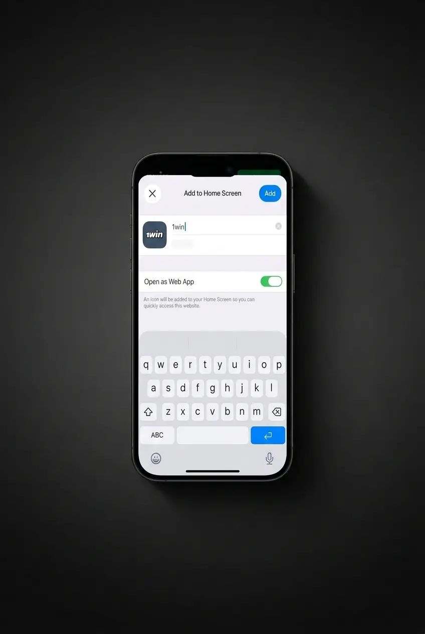 Step-by-step guide to installing the 1win PWA app on iPhone and iPad using Safari's Add to Home Screen feature