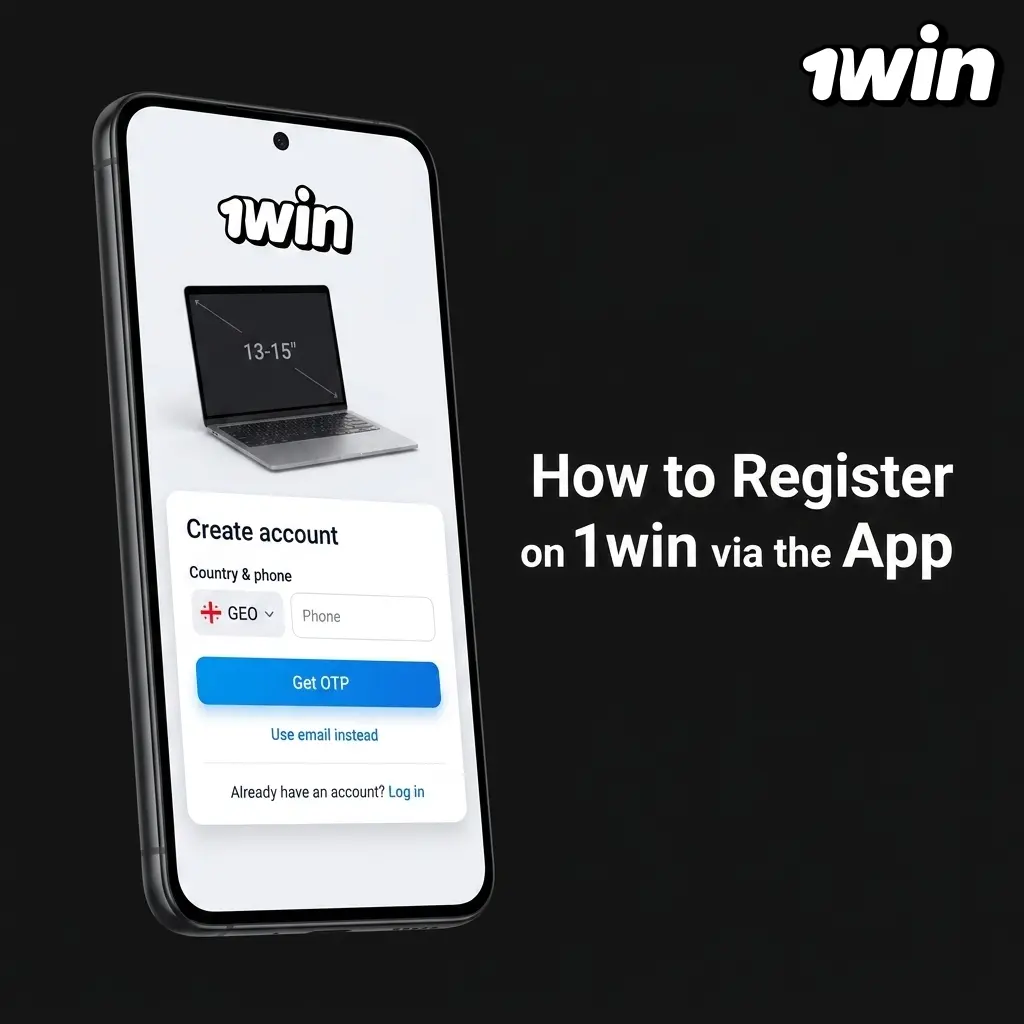 1win app registration screen showing sign-up form with email, country selection, and currency fields for Canadian users