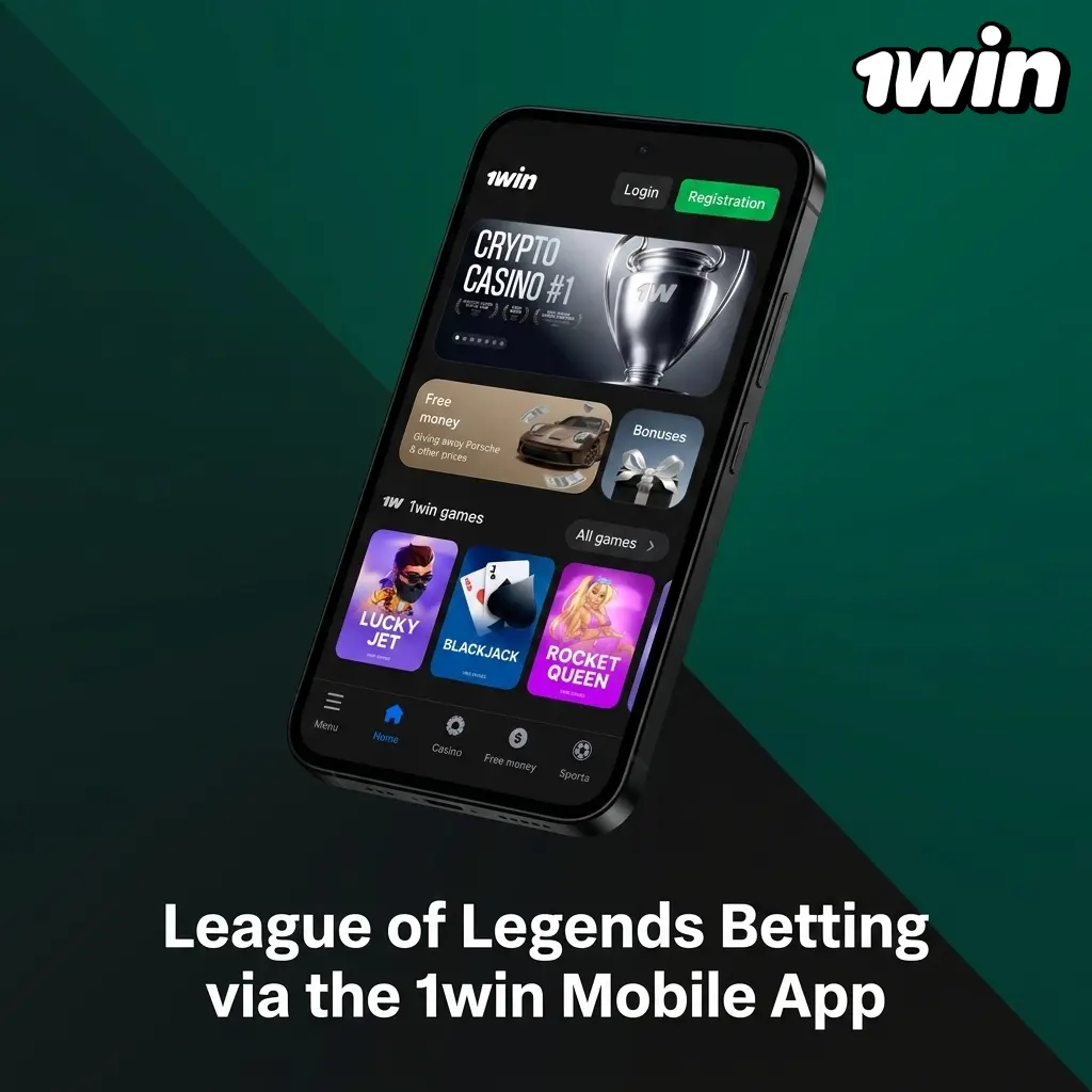 1win mobile app open to League of Legends esports betting section on a smartphone screen