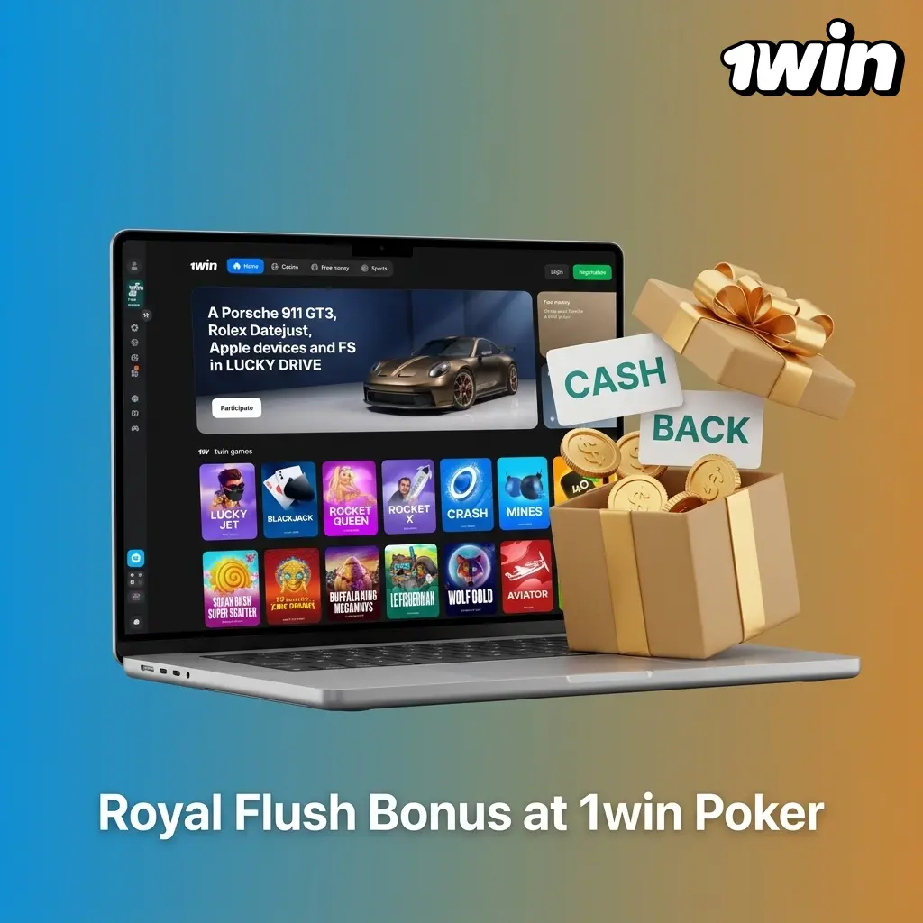 Royal Flush Bonus at 1win Poker cash table with up to USD 1,000 reward for eligible Hold'em players