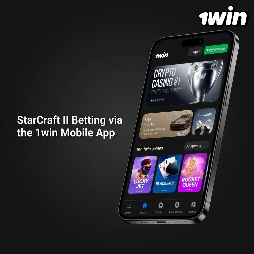 StarCraft II betting on 1win mobile app for Android and iOS with Interac deposit and esports bet selection