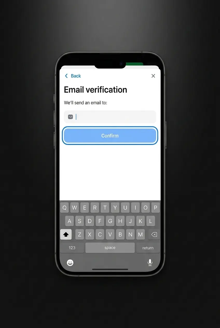 Six-step 1win account verification process showing login, profile setup, document submission, and review stages