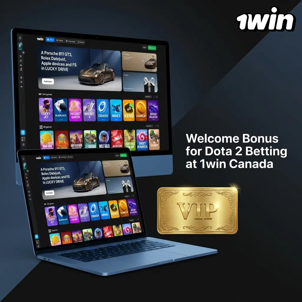 1win Canada welcome bonus for Dota 2 betting offering 500% up to C$750 on first deposit